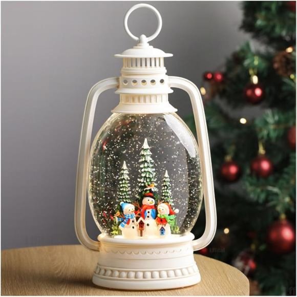 Holiday Christmas Snow Globe With Music Snow Globe Lantern Glittering